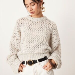 NWT ASOS EDITION knitted open stitch oversized boxy jumper in oatmeal size M